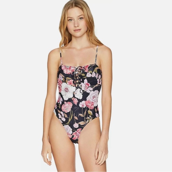Coastal Waves Hawaiin Flowers Woman’s Swimsuit One Piece - Picture 1 of 7